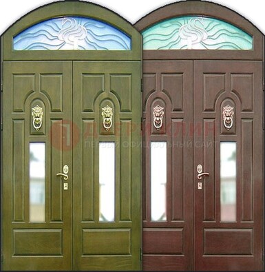 Стальная арочная дверь со стеклом ДА-17 для монолитного дома в Реутове