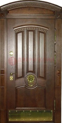 Хорошая стальная арочная дверь с декоративным элементом ДА-23 в Талдоме