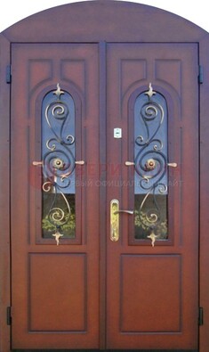 Двухстворчатая стальная дверь Винорит в форме арки ДА-55 в Реутове