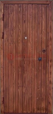 Коричневая железная дверь с евровагонкой ДЕ-18 в Курске