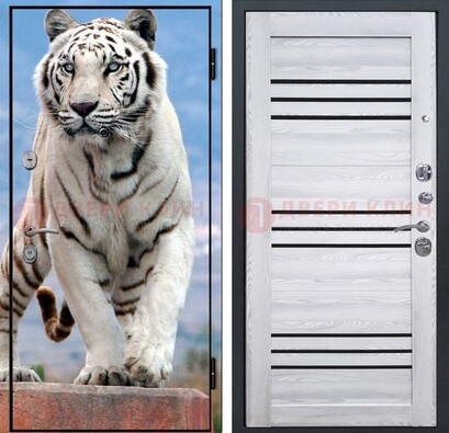 Стальная дверь с фотопечатью тигра ДФ-12 в Реутове