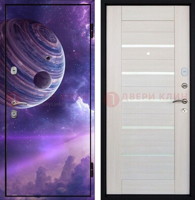 Стальная дверь с фотопечатью планеты ДФ-19 в Реутове