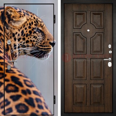 Металлическая дверь с фотопечатью леопарда ДФ-26 в Реутове