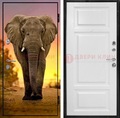 Металлическая дверь с фотопечатью слона ДФ-30 в Реутове
