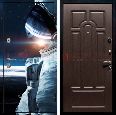 Стальная дверь с фотопечатью космонавта ДФ-4 в Реутове