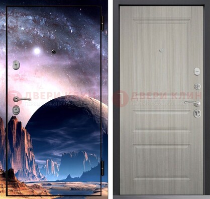 Железная дверь с фотопечатью космоса и планеты ДФ-50 в Реутове