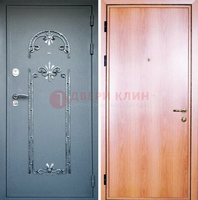 Железная дверь с ковкой ламинат внутри ДК-11 в квартиру в Реутове
