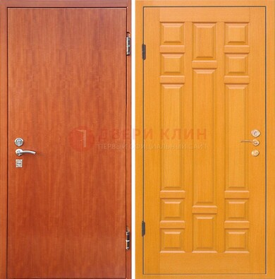 Оранжевая входная дверь с ламинатом МДФ внутри ДЛ-21 в Реутове