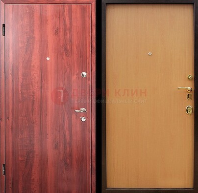 Красная железная дверь с ламинатом ДЛ-3 в Реутове