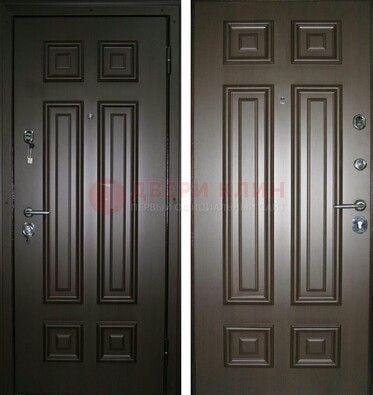 Темная металлическая дверь с МДФ ДМ-136 в квартиру в Реутове