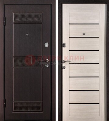 Темная стальная дверь с МДФ ДМ-147 для улицы в Реутове