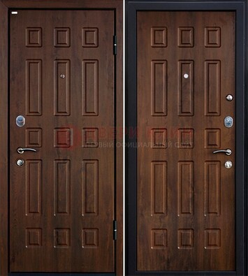 Коричневая металлическая дверь с МДФ ДМ-156 для квартиры в Реутове