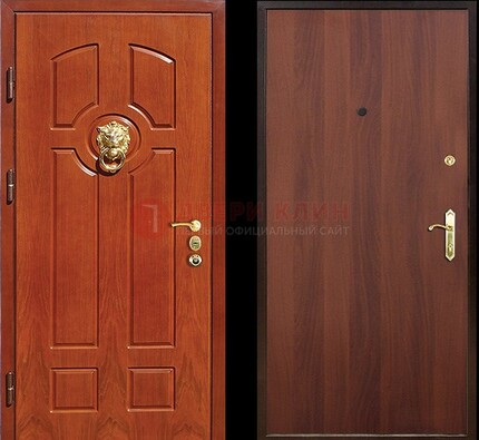 Оранжевая стальная дверь с МДФ ламинат внутри ДМ-18 в квартиру в Реутове