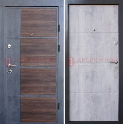 Серая железная дверь коричневой вставкой МДФ ДМ-211 в Реутове