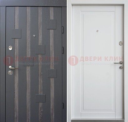 Темная металлическая дверь c белом МДФ внутри ДМ-231 в Реутове