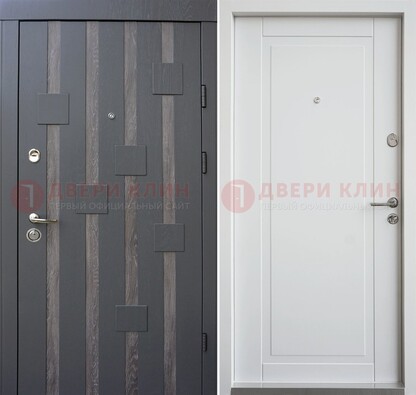 Темная металлическая дверь c белом МДФ внутри ДМ-231 в Реутове