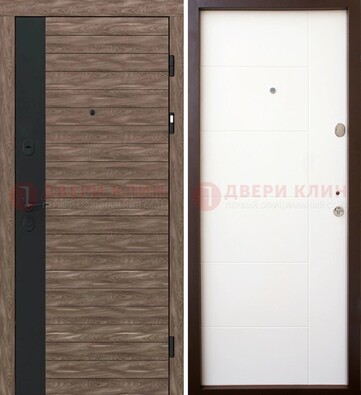 Коричневая входная дверь с черной вставкой МДФ ДМ-239 в Реутове