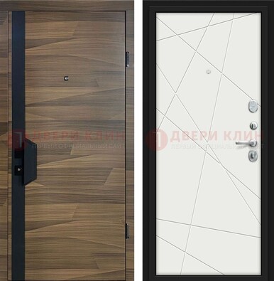 Стальная коричневая дверь МДФ c черной вставкой ДМ-267 в Реутове