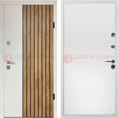 Белая с коричневой вставкой филенчатая дверь МДФ ДМ-278 в Реутове
