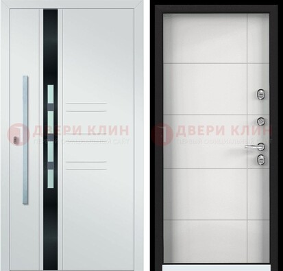 Металлическая дверь в белом цвете с МДФ ДМ-323 в Реутове