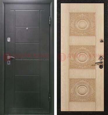 Темная железная дверь с МДФ в квартиру ДМ-344 в Реутове