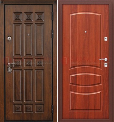 Темная металлическая дверь с МДФ и узором ДМ-364 в Реутове
