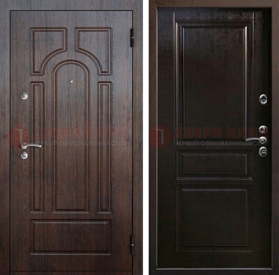 Железная дверь с коричневыми панелями МДФ ДМ-382 в Реутове