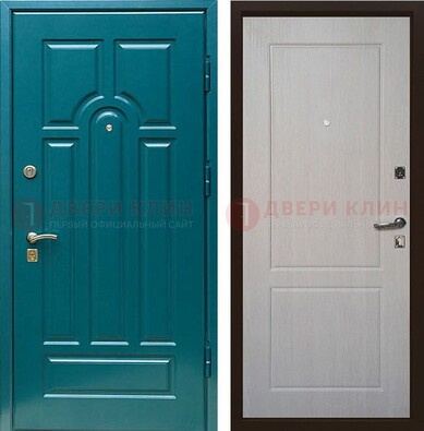 Синяя железная дверь с МДФ в квартиру ДМ-396 в Реутове