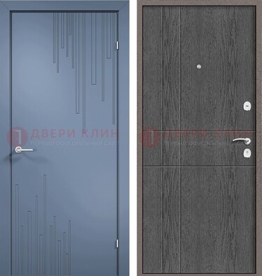 Синяя металлическая дверь МДФ в квартиру ДМ-434 в Реутове