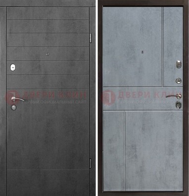 Серая железная дверь с МДФ в стиле хайтек ДМ-446 в Реутове