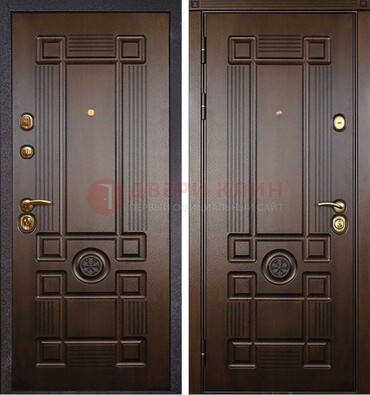 Квартирная коричневая железная дверь с МДФ ДМ-45 в Реутове
