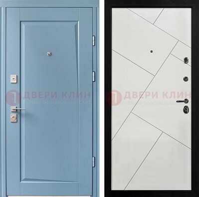 Синяя железная дверь с МДФ панелями ДМ-491 в Реутове