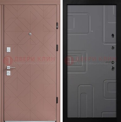 Красная стальная дверь в квартиру с МДФ хайтек ДМ-493 в Реутове