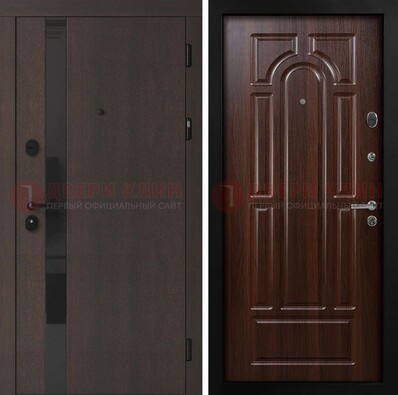 Темная входная дверь с МДФ панелями в квартиру ДМ-499 в Реутове