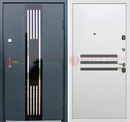 Темная квартирная дверь с разными МДФ ДМ-504 в Реутове