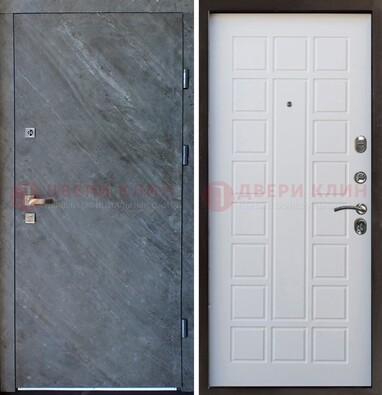 Железная дверь с МДФ серая и белая ДМ-505 в Реутове