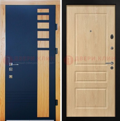 Двухцветная железная дверь с МДФ в квартиру ДМ-511 в Реутове
