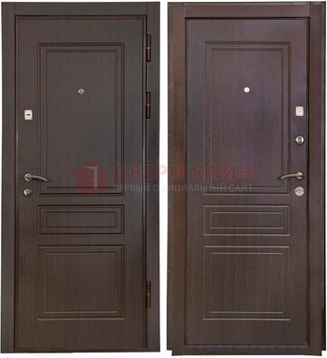 Антивандальная коричневая железная дверь с МДФ ДМ-61 в Реутове