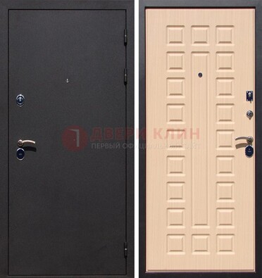 Черная стальная дверь с порошковым окрасом МДФ внутри ДП-102 в Реутове
