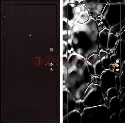 Черная стальная дверь с порошковым окрасом с фотопечатью ДП-158 в Реутове