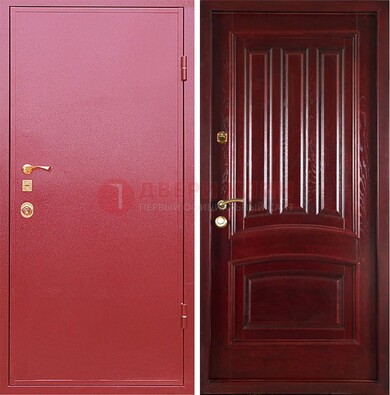 Красная металлическая дверь с порошковым напылением ДП-165 в Реутове