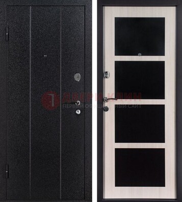 Черная металлическая дверь с порошковым напылением ДП-176 в Реутове