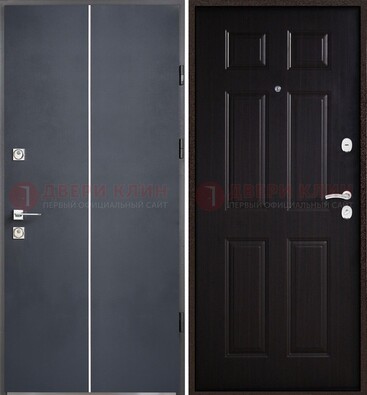Железная дверь с порошковым покрытием и отделкой Темный орех внутри ДП-211 в Реутове