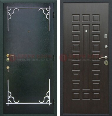Темная входная дверь с порошковым покрытием и МДФ венге ДП-223 в Сосновый Бор