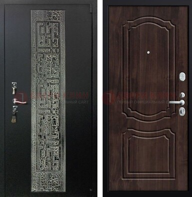 Темная входная дверь с порошковым покрытием и МДФ внутри ДП-224 в Реутове
