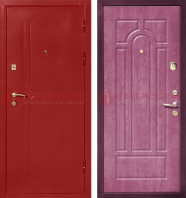 Красная входная дверь с порошковым напылением ДП-240 в Пушкино