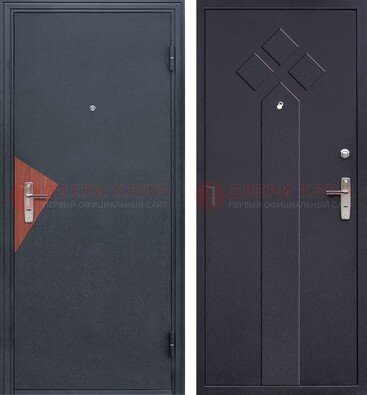 Черная входная дверь с порошковым напылением и узором внутри ДП-241 в Реутове