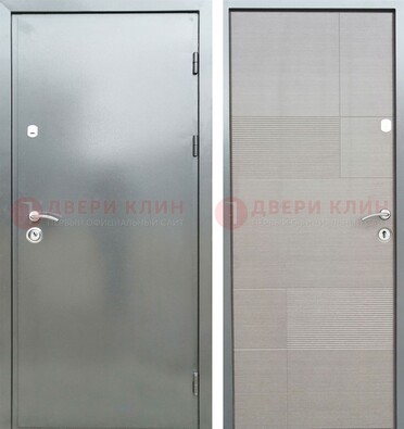 Металлическая серая дверь с порошковым покрытием и серым МДФ внутри ДП-250 в Реутове