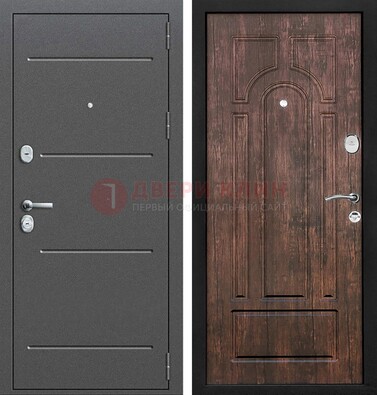 Железная дверь Антик серебро с порошковым напылением и МДФ Тисненый орех ДП-260 в Реутове
