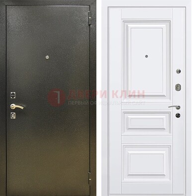 Железная темно-серая дверь с порошковым напылением и белой МДФ ДП-274 в Реутове